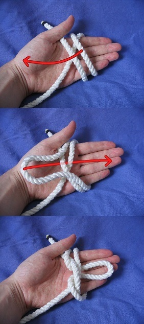 O prăjină în mijlocul frânghiei, un nod de opt, cum să cravată o frânghie, cum să tricot un dantelă dreaptă, ciucure sau