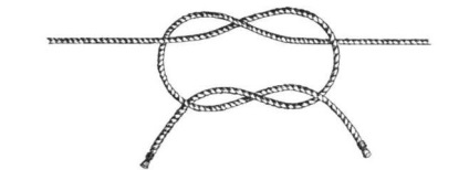 Hurok a kötél közepén, nyolc csomó, kötés kötés, egyenes csipke, fátyol vagy egyenes kötés