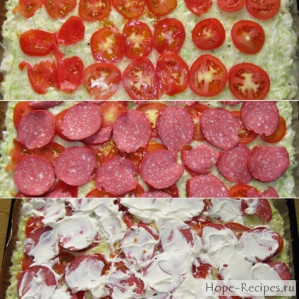 Pizza din dovlecei cu brânză și roșii 