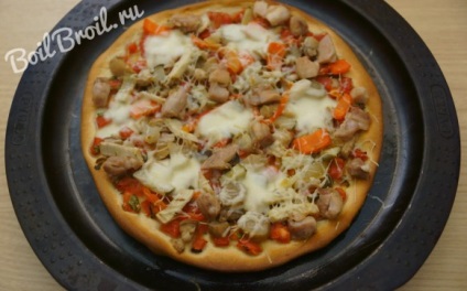 Pizza cu pui și ciuperci - rețetă pas cu pas cu fotografie