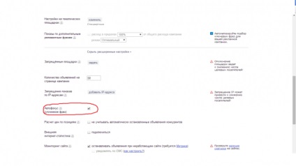 Corect »adăugarea de cuvinte cheie negative la Yandex direct
