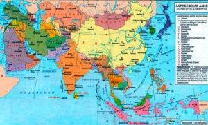 Listă - Țările din Asia și capitalele lor harta politică și fizică