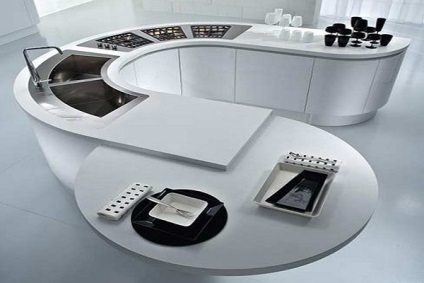 Stilul de înaltă tehnologie în interiorul bucătăriei