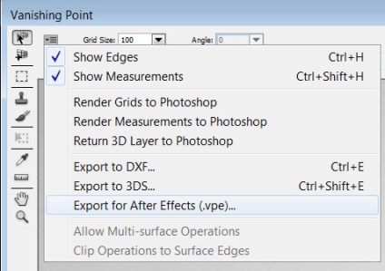 Punctul de vărsare în perspectiva schimbării Photoshop