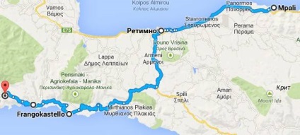 Autós útvonalak Kréta szigetén