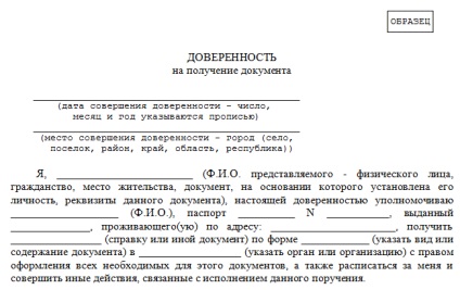 Cum să eliberezi o procură pentru a primi documente (formular, eșantion) - consilierul oamenilor