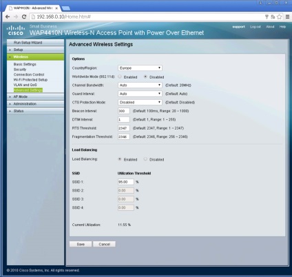 Setările pentru punctul de acces WAP4410n de la Cisco