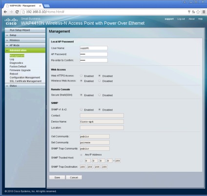 Setările pentru punctul de acces WAP4410n de la Cisco