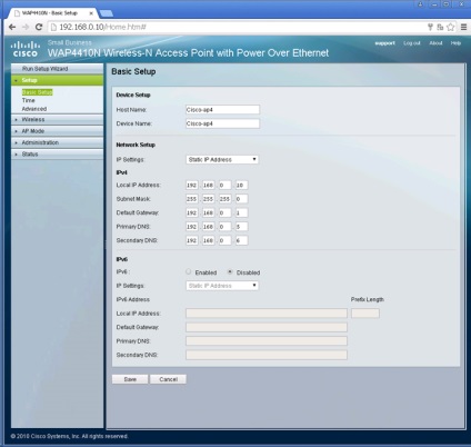 Setările pentru punctul de acces WAP4410n de la Cisco
