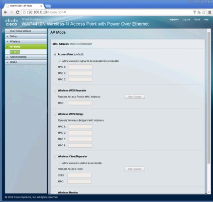Setările pentru punctul de acces WAP4410n de la Cisco