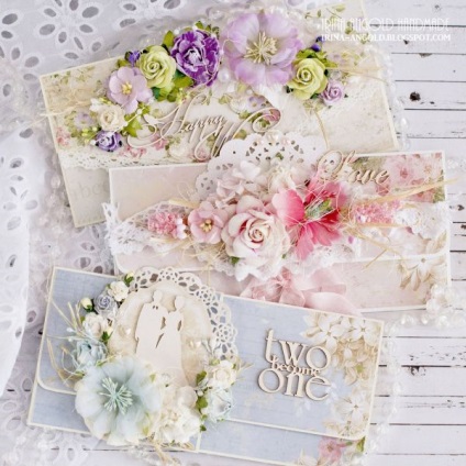 Cărți poștale pentru nunta cu mâinile tale, decorate cu panglici