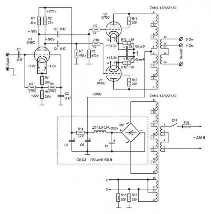 Schema amplificator tub