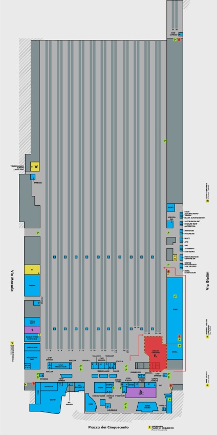 Stația Termini de la Roma pe harta orașului și schema terminilor de gară