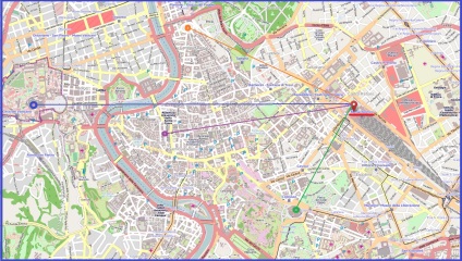 Stația Termini de la Roma pe harta orașului și schema terminilor de gară