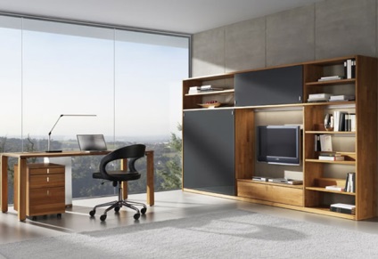 Design camera de studiu acasă într-un apartament sau casa de interior, mobilier, fotografii