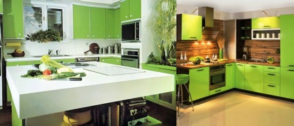 Designul de bucătărie verde este bogat în nuanțe, variații de combinații, decor și caracteristici de finisaje - articole