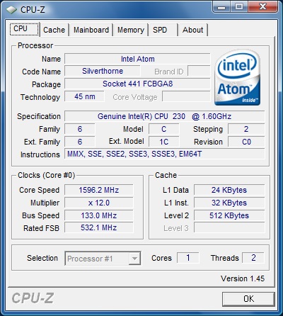 Intel atom 230, teszt