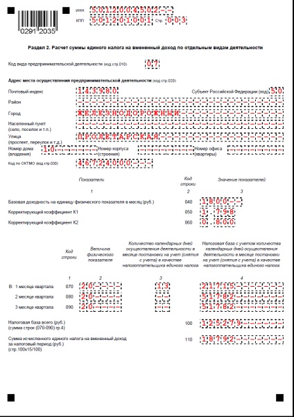 Declarația fiscală pentru un singur venit imputat (envd) este ceea ce, forma, structura, eșantionul