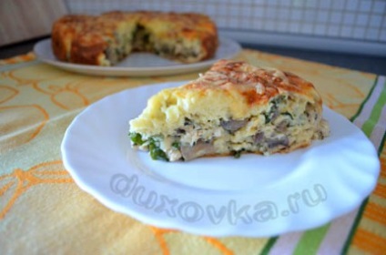 Pite csirkével és gombával - recept turn-alapú fotókkal