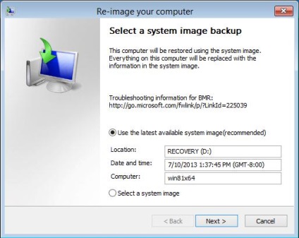 Backup și restaurarea imaginii sistemului în Windows 8