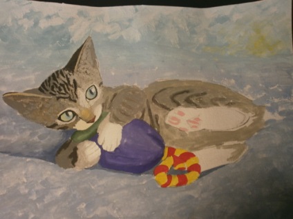 Rajzol egy cica festékkel