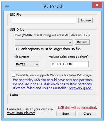 Descarcati iso pentru a înregistra imagini USB de Windows pe USB flash drive