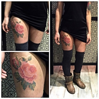 Tatuaj stilizat cu cusături încrucișate, util pentru frumusețe