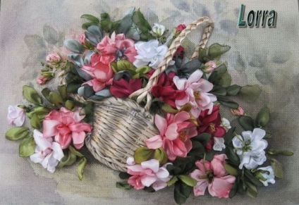 Hímzés corvina lor szatén szalagokkal, virágos-blog