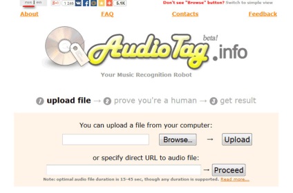 Audiotag információ a dalok és csengőhangok online felismerésére