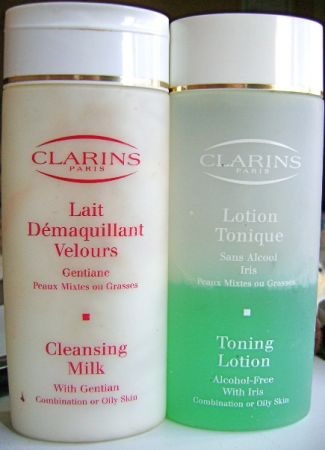 Clarins cleansing milk with gentian and toning lotion acohol free with iris або як я перетворювалася