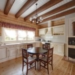 Design de bucătărie într-o casă de lemn Interior de vile și de țară cabane cu un șemineu