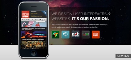 Web design în stil - iphone, site-uri web, womtec