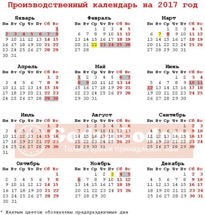 Calendarul sărbătorilor din 2017 în Rusia