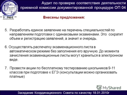 Prezentare pe tema 15 ianuarie 2010, reuniunea Consiliului de Coordonare privind Raportul privind Calitatea