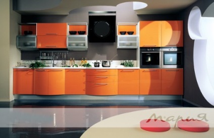 Exemple de bucate din interior negru și portocaliu în fotografii