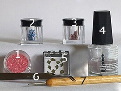 Design de cuie cu paiete și flori ceramice - fotografie de proiectare pas cu pas a unghiilor cu paiete