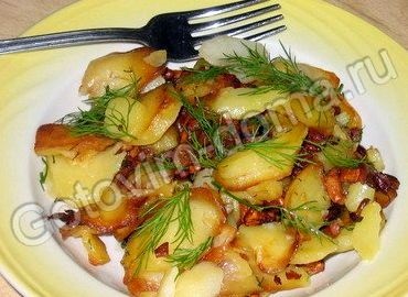 Cartofi cu ciuperci prajite intr-o reteta de tigaie cu fotografie pas cu pas, blog cook