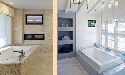 Kombinált felület a fürdőszoba mozaik plusz csempe