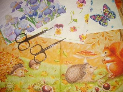 A decoupage készletekhez és árukhoz szükséges anyagokat, amelyek kezdőknek kezdődnek,