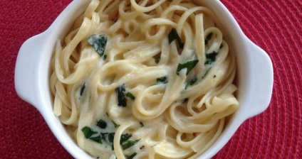 Krémes mártás spagettivel (sajt, gomba) receptekkel fotóval