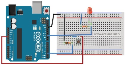 Proiectul Arduino 2 procesăm butonul clic pe exemplul de iluminare cu LED