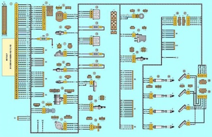 Schema electrică a modului de funcționare anterioară a circuitelor principale și auxiliare