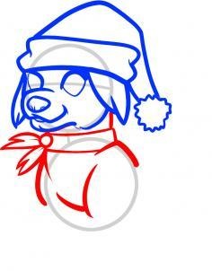 Cum de a desena un câine de Anul Nou (catelus) în creion pas cu pas