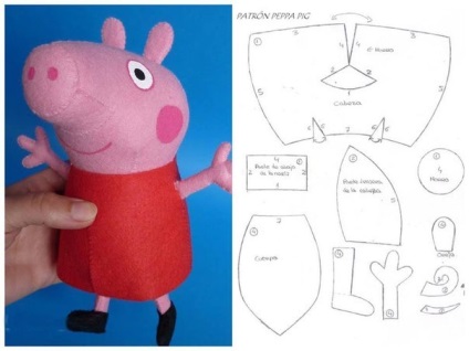 Cum să coaseți manualele, o jucărie pigpu peppa (porc peppa) de pâslă