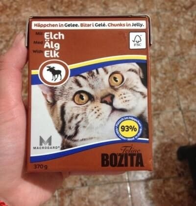 Hrană pentru bosita pentru pisici, compoziția hranei bozita, tipuri, recenzii ale medicilor veterinari și cumpărători