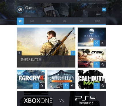 Șabloane profesionale de site-uri de jocuri wordpress, joomla, html