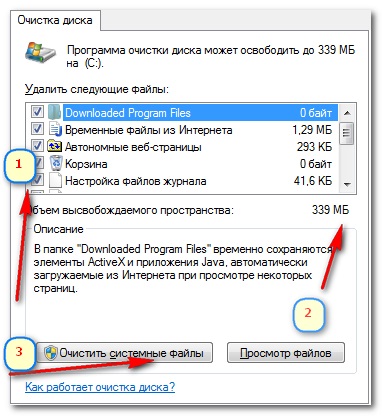 Memoria de pe hard disk și curățarea discului în Windows 7 dispare