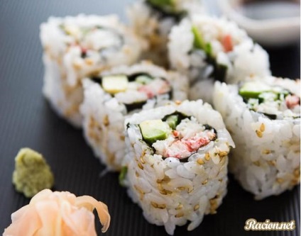 Sushi rolă reteta cu carne de crab la domiciliu