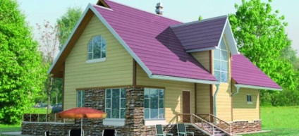 Combinația dintre culorile acoperișului și fațada casei