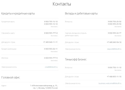 Ingyenes telefonos hotline tinkoff bank